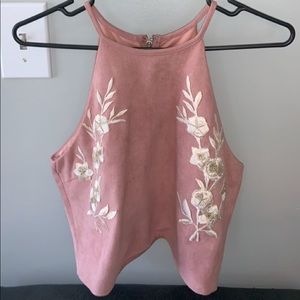 Velvet 2 piece with embroidered flowers
